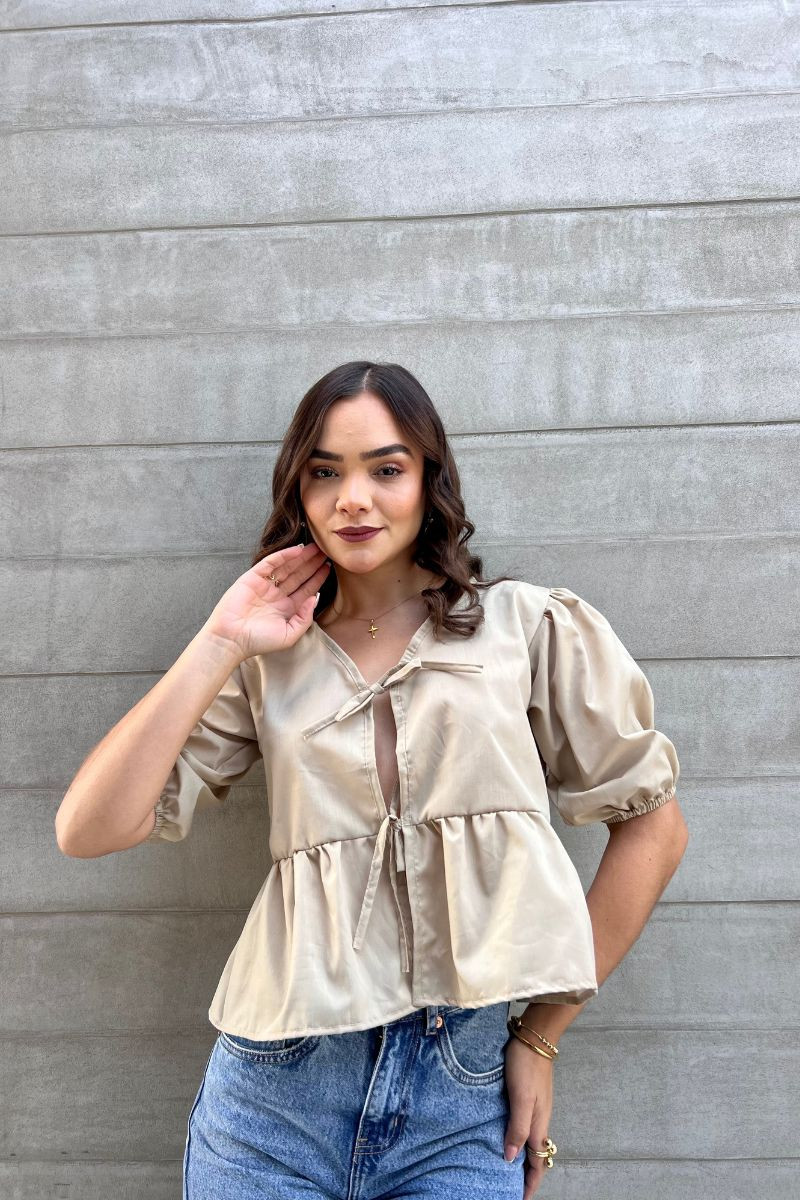 BLUSA BOBO POPELINA BEIGE