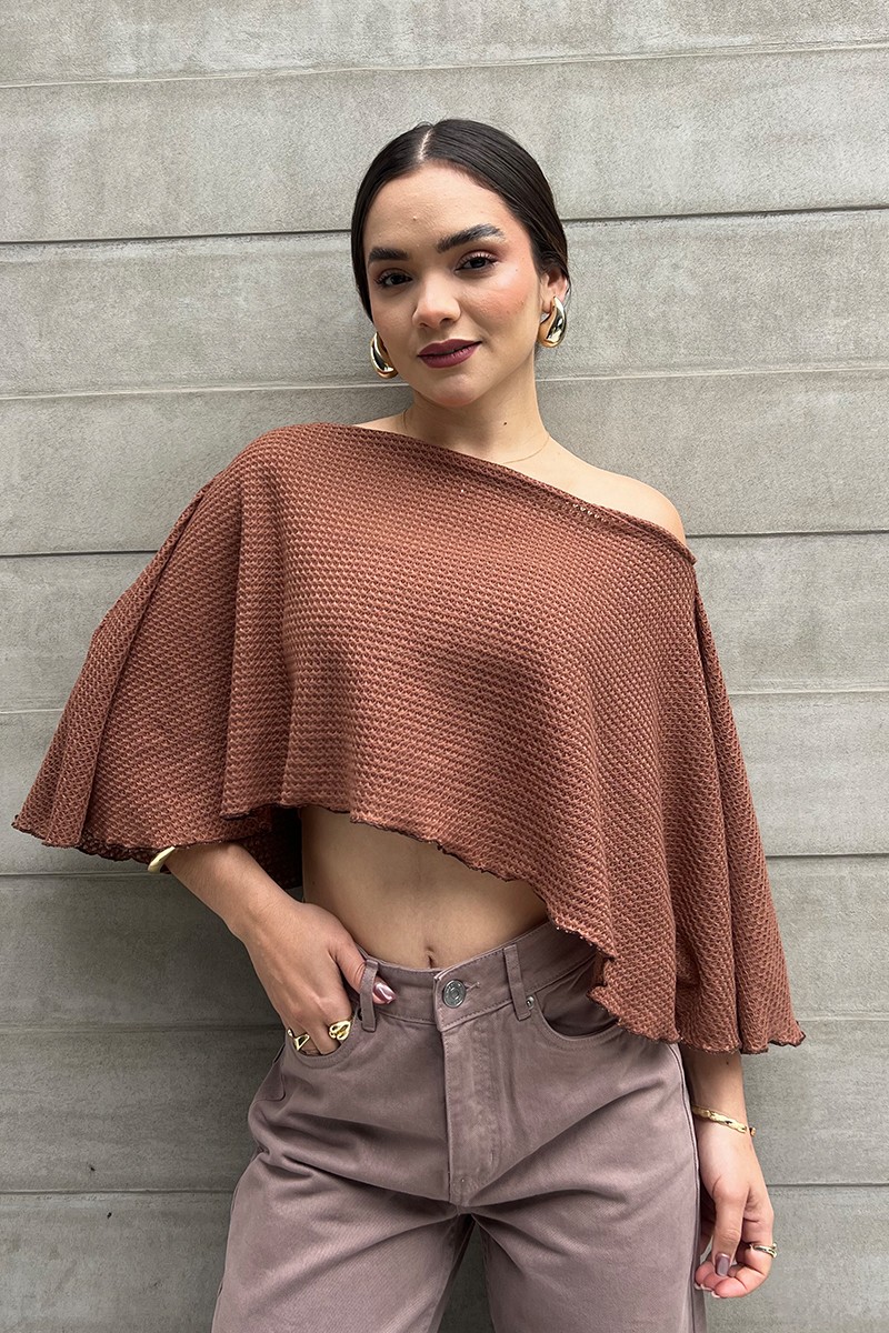 TOP CAPA CROCHET CAMEL